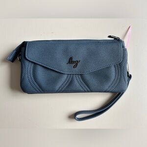 LUG BLITZ MATTE LUZE RFID WRISTLET WALLET SLATE BLUE NWT